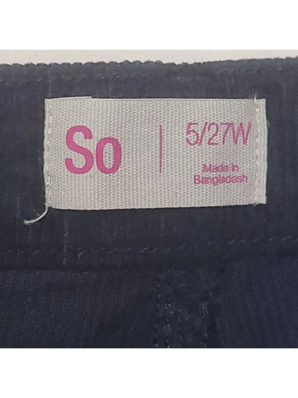Corduroy Navy Blue Mini Skirt With Frayed Hem & Front Button Closure Size 5/27W - Picture 2 of 15